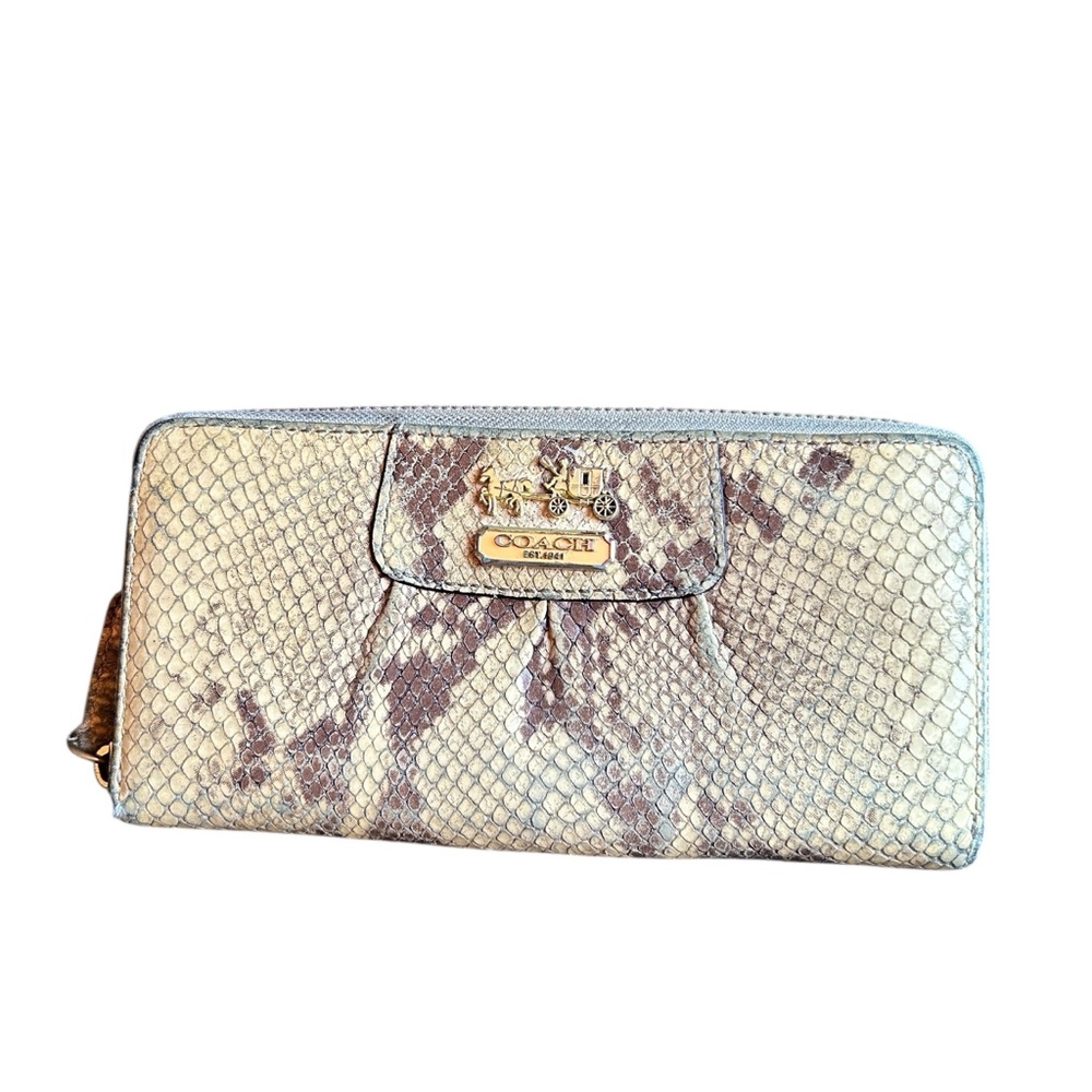 Coach Python Embossed Genuine Leather Accordian W… - image 1